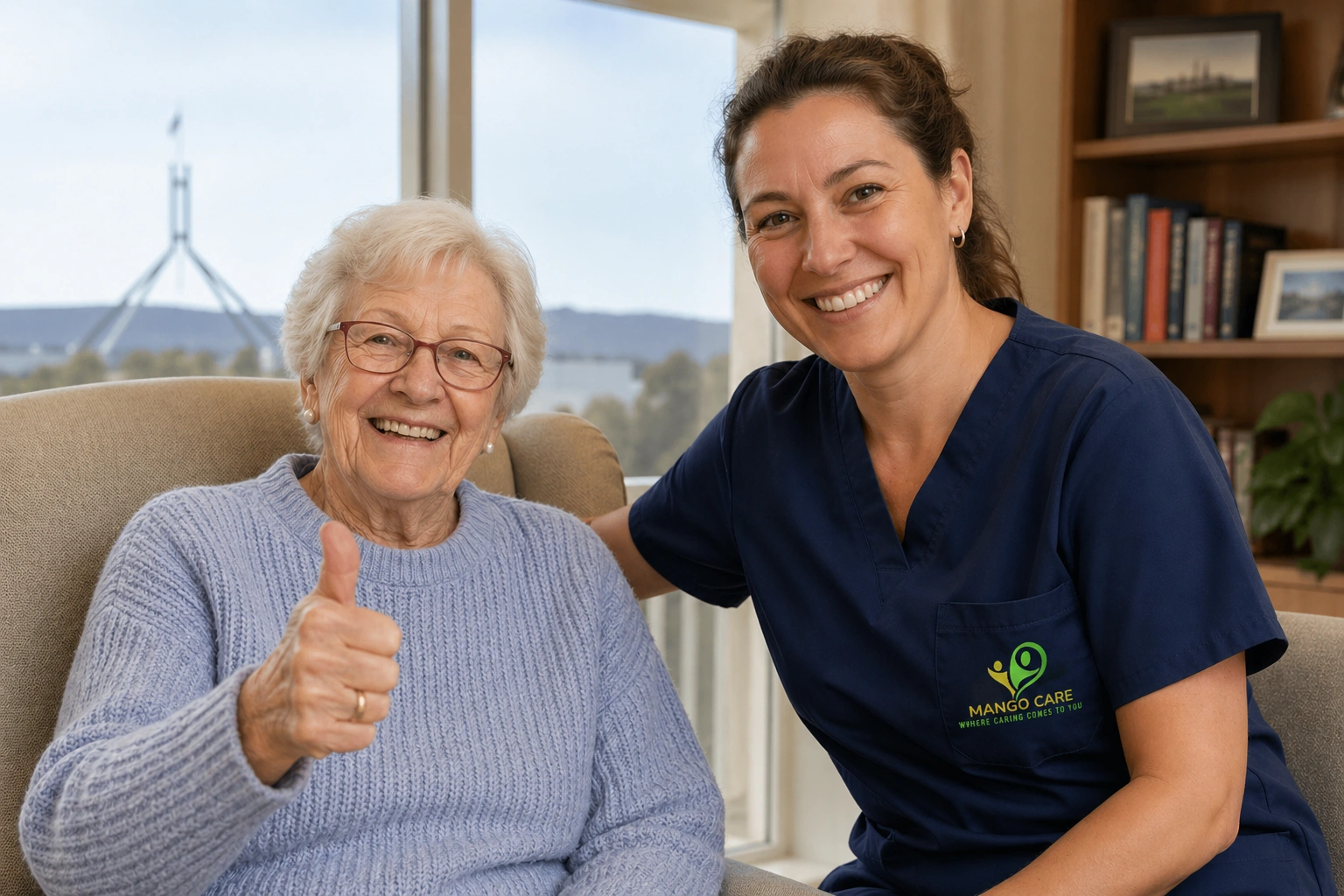 Mango Care NDIS support worker helping elderly Australian in Canberra