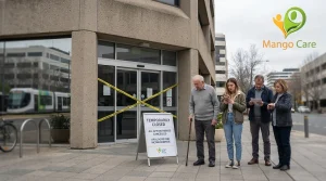 People outside Canberra's City Health Centre, which remains temporarily closed for asbestos testing and remediation